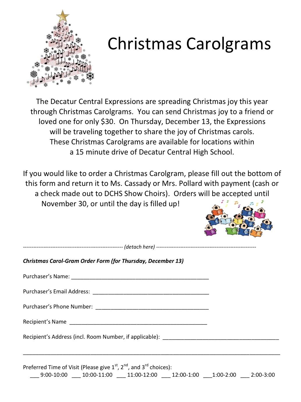 DCHS Expressions Show Choir - Christmas Carolgrams, Page 1