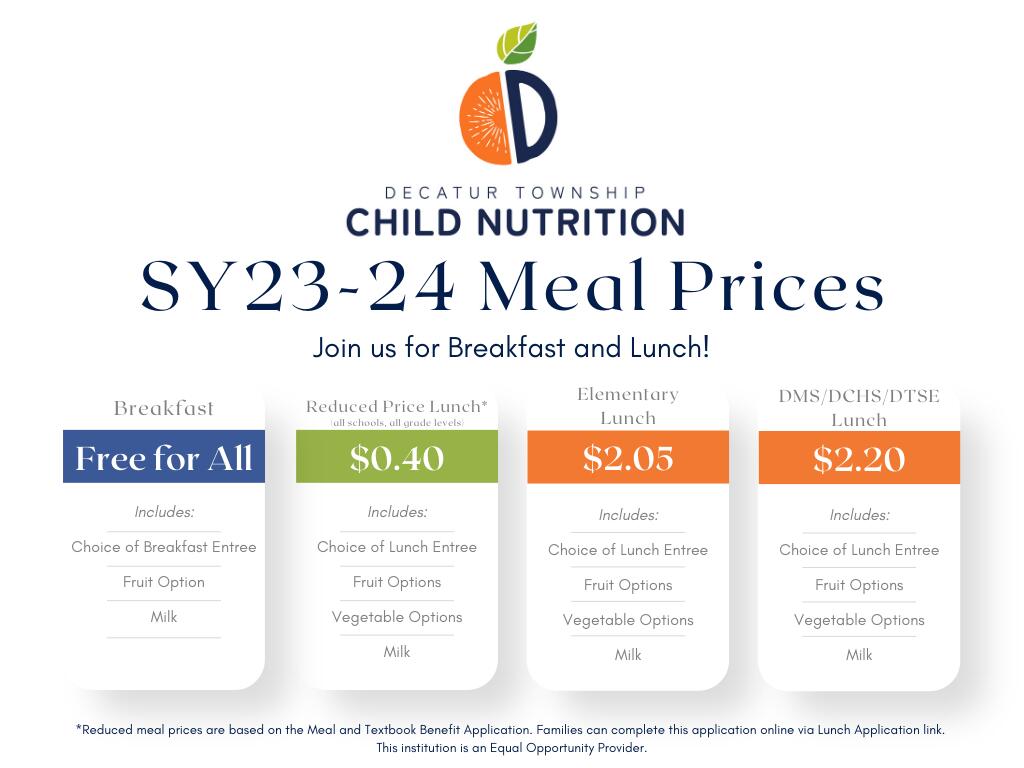 Meal Prices for School Year 2022-2023
