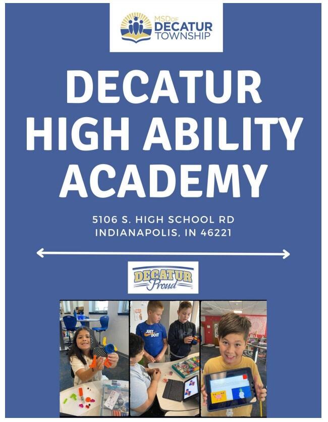 Decatur High Ability Academy Decatur Proud images of students with hands on materials