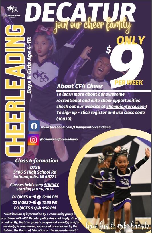 Champion Force Cheerleading Ages 4-12