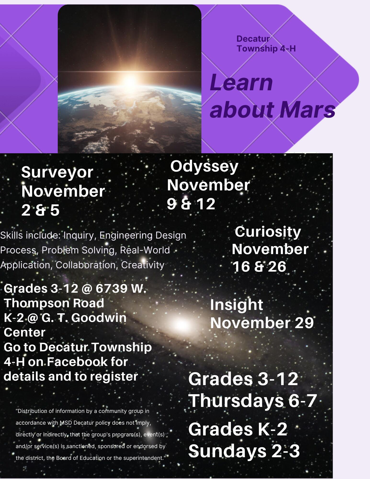 4-H Learn about Mars