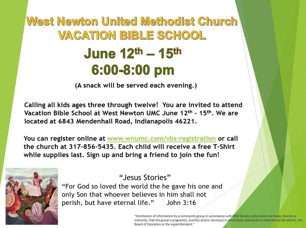 West Newton United Methodist Church Bible School