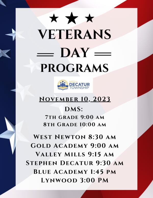 2023 School Veterans Day Programs
