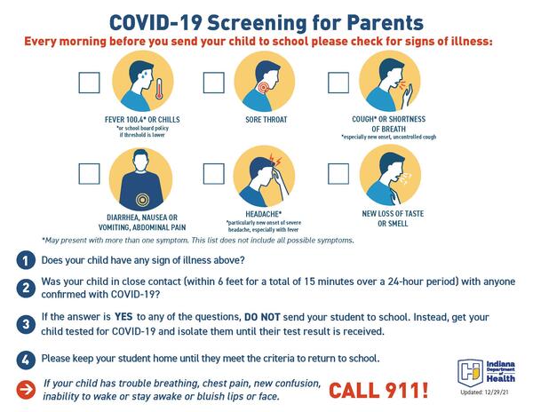 COVID-19 Screening for Parents poster