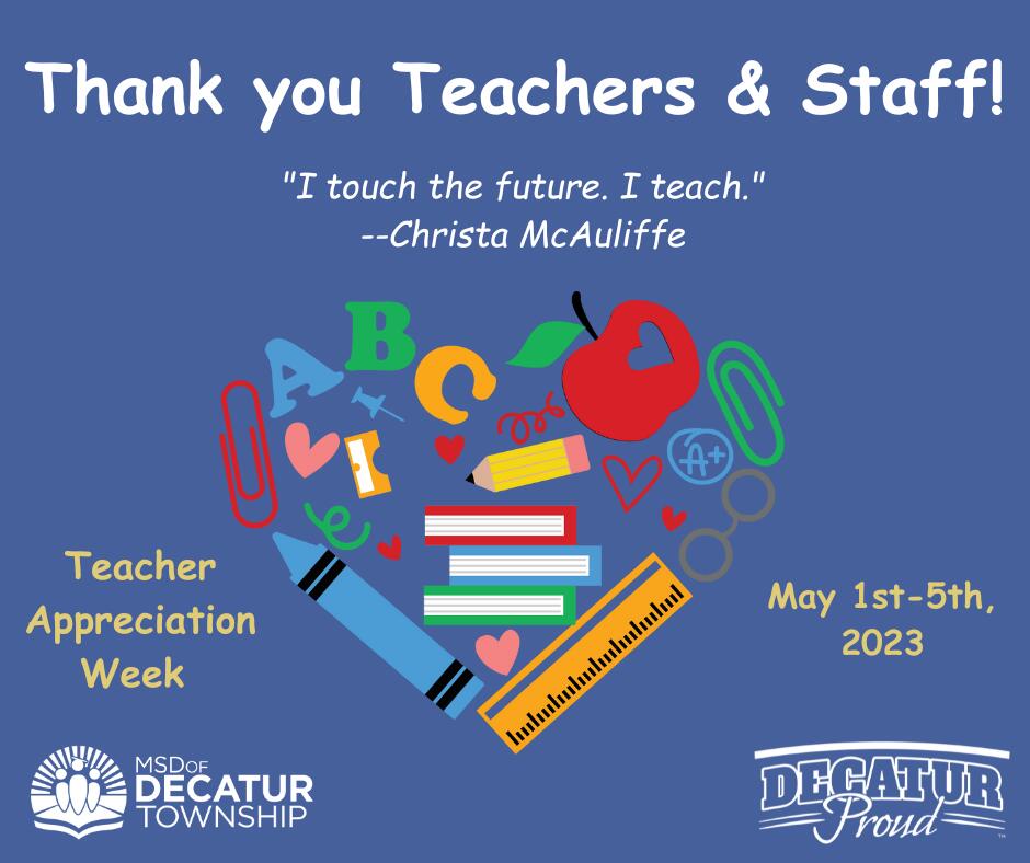 Teacher Appreciation Week May 1st-5th